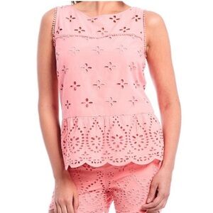 NWT Southern Tide Coral Pink Scallop Eyelet Top